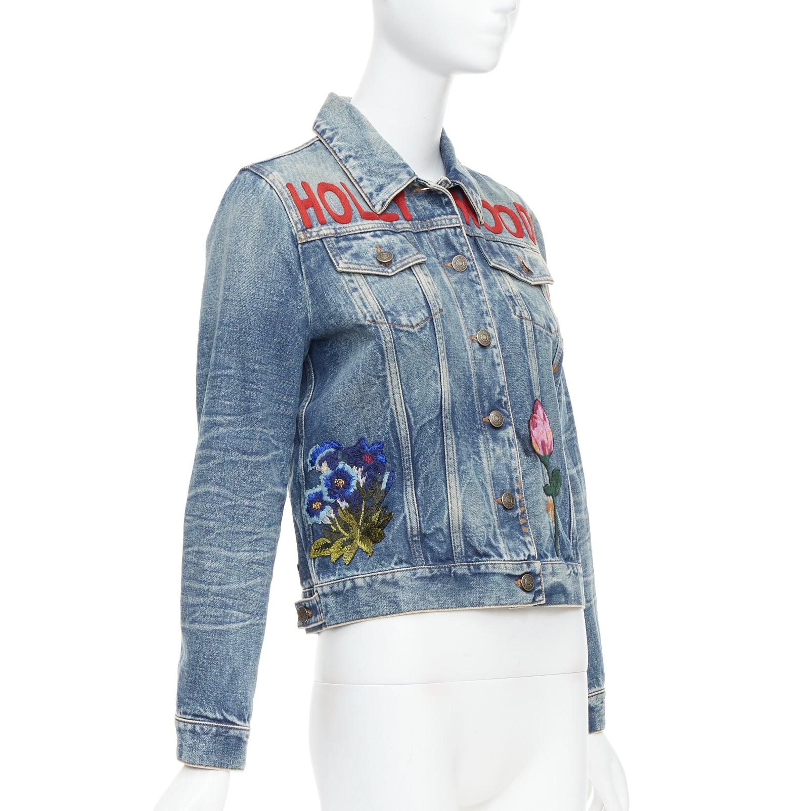 GUCCI HOLLYWOOD bunny blue washed denim jacket IT40 S In Excellent Condition In Hong Kong, NT
