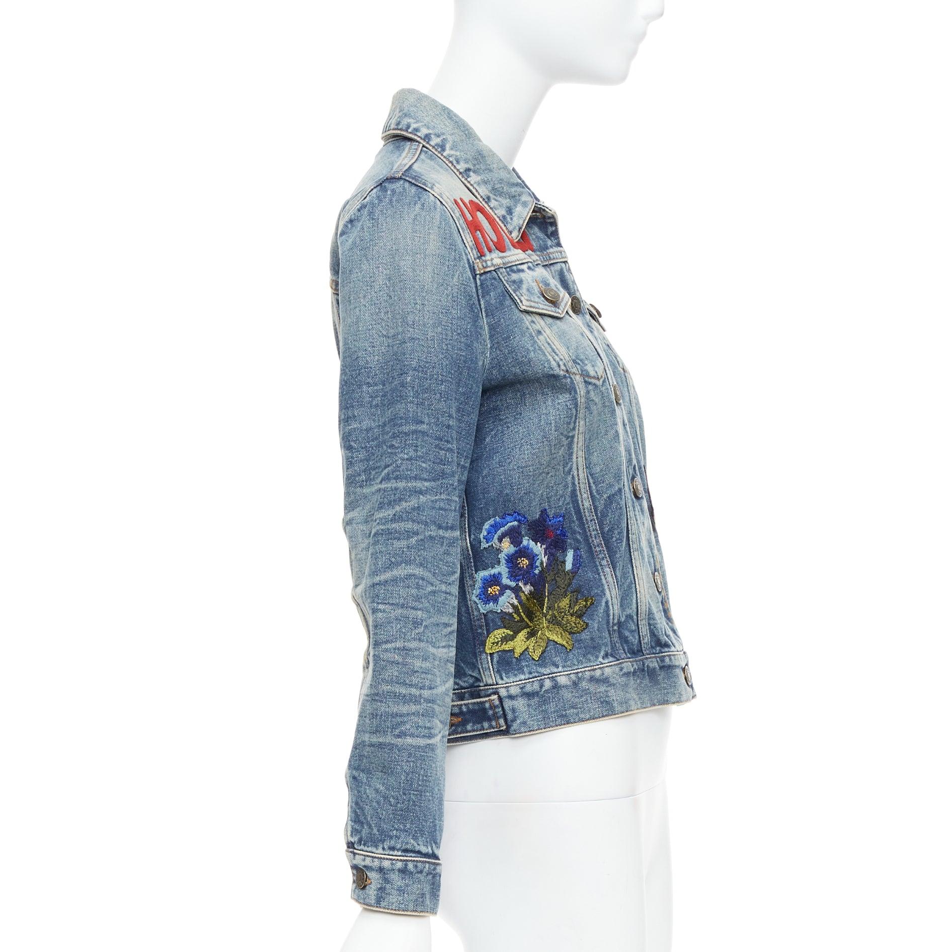 Women's GUCCI HOLLYWOOD bunny blue washed denim jacket IT40 S