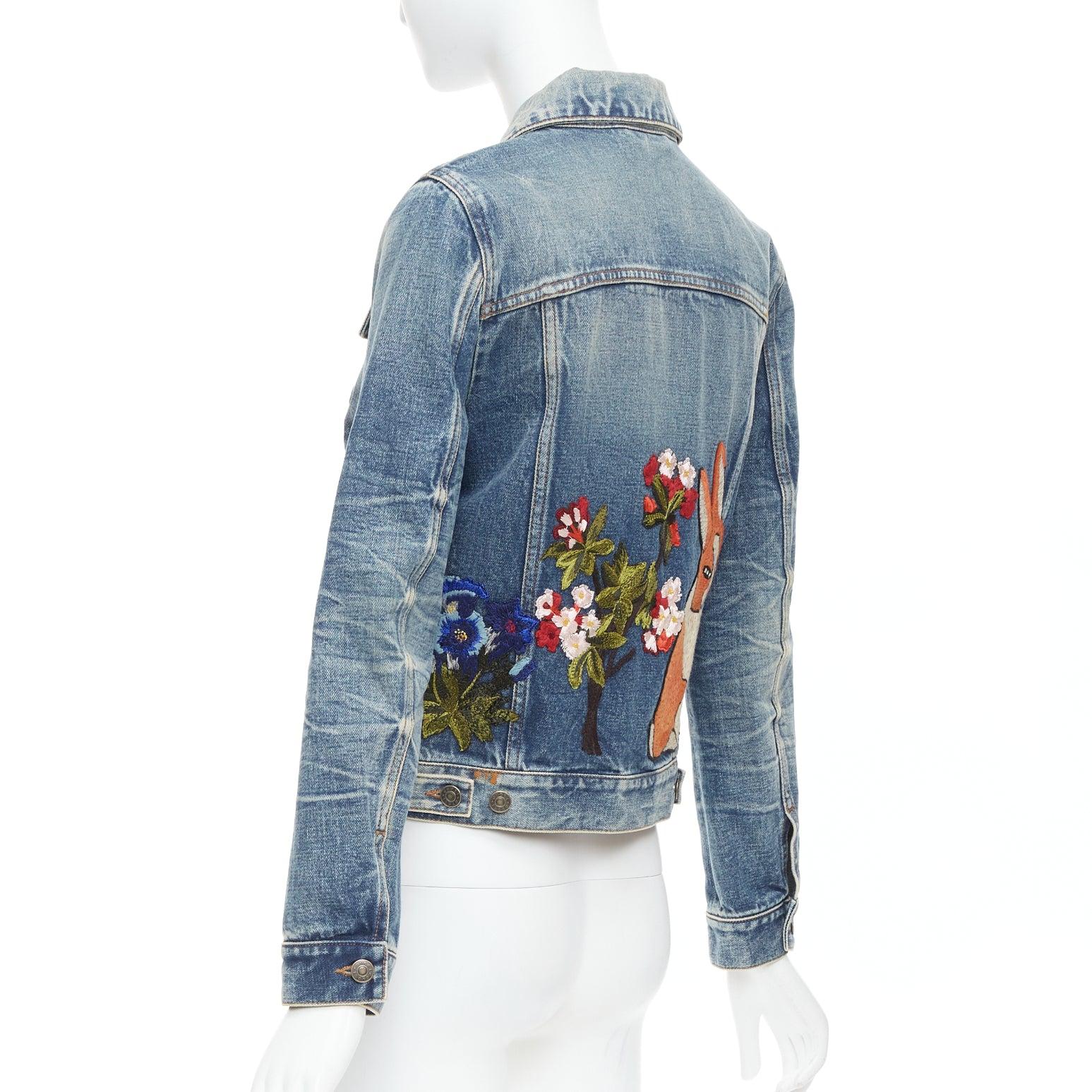 GUCCI HOLLYWOOD bunny blue washed denim jacket IT40 S 1