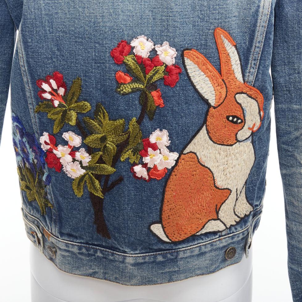 GUCCI HOLLYWOOD bunny blue washed denim jacket IT40 S 3