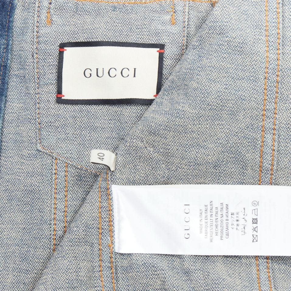 GUCCI HOLLYWOOD bunny blue washed denim jacket IT40 S 4
