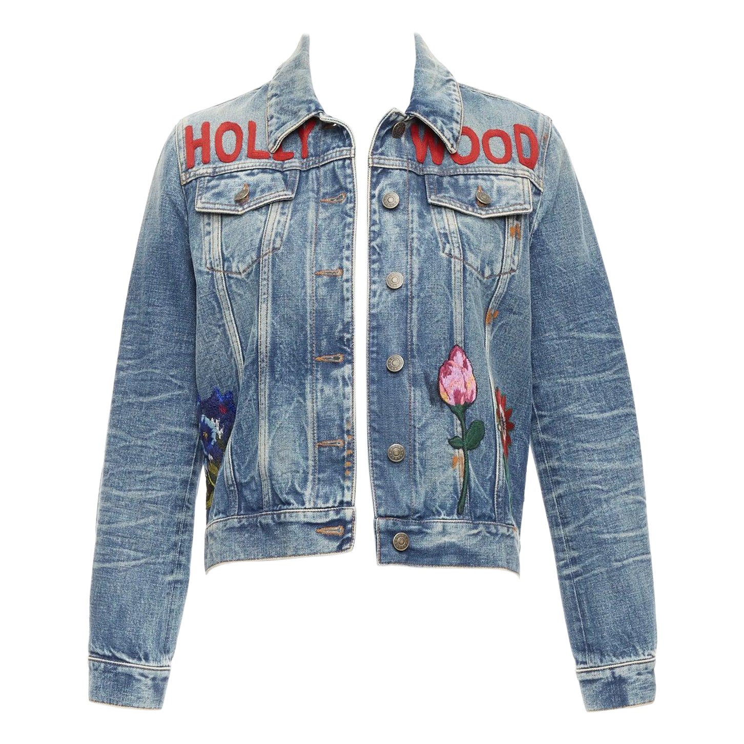 GUCCI HOLLYWOOD bunny blue washed denim jacket IT40 S
