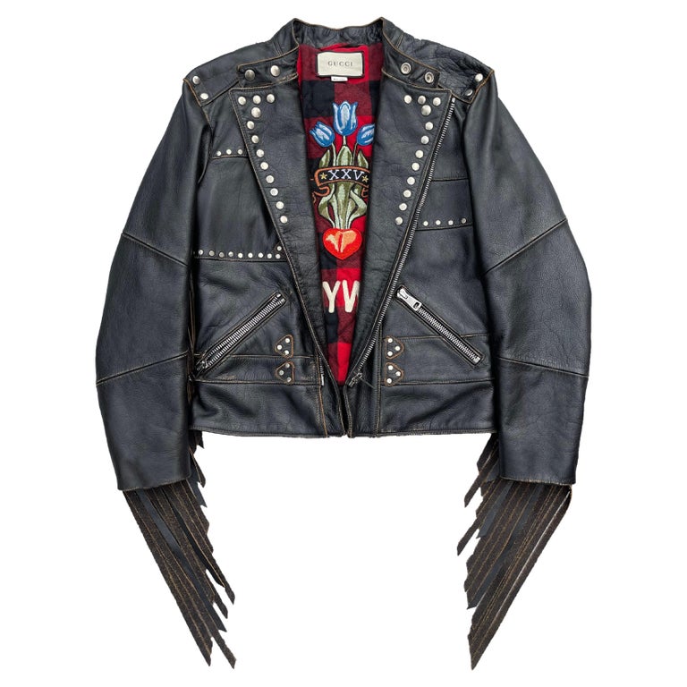 Gucci "Hollywood" Flower Pot Fringed Rider Jacket, Autumn Winter 2017. For  Sale at 1stDibs