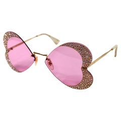 Gucci Hollywood Forever Crystal Pink Heart Sunglasses