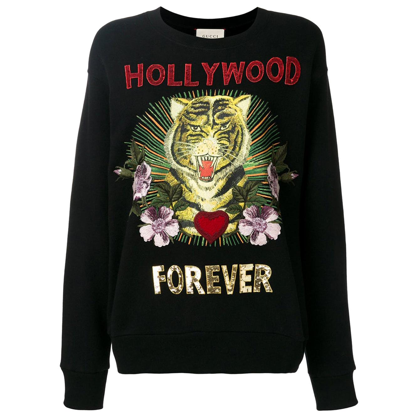Gucci Hollywood Forever Embroidered Cotton-Jersey Sweatshirt 