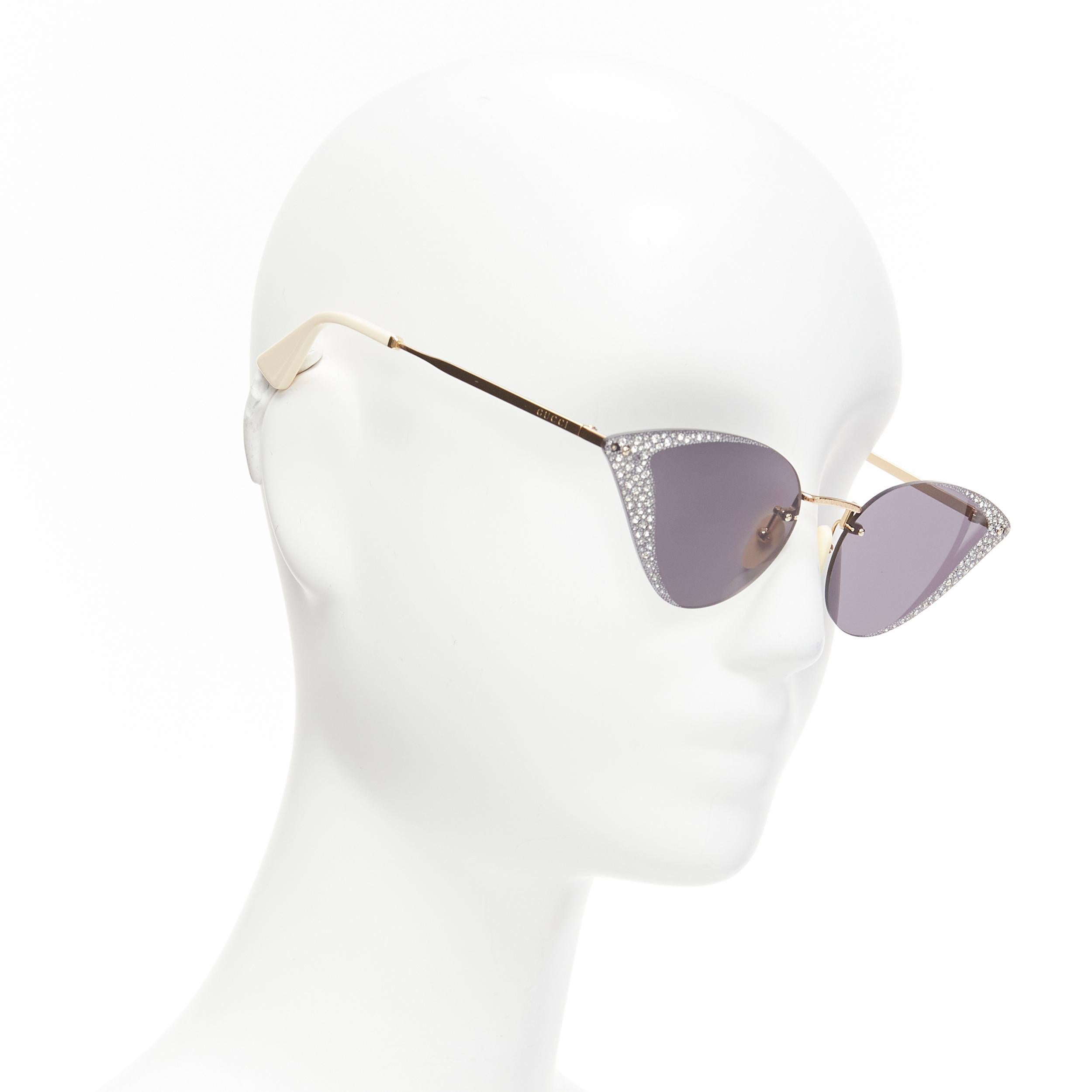 Gray GUCCI Hollywood Forever GG0898S silver crystal black cat eye sunglasses For Sale