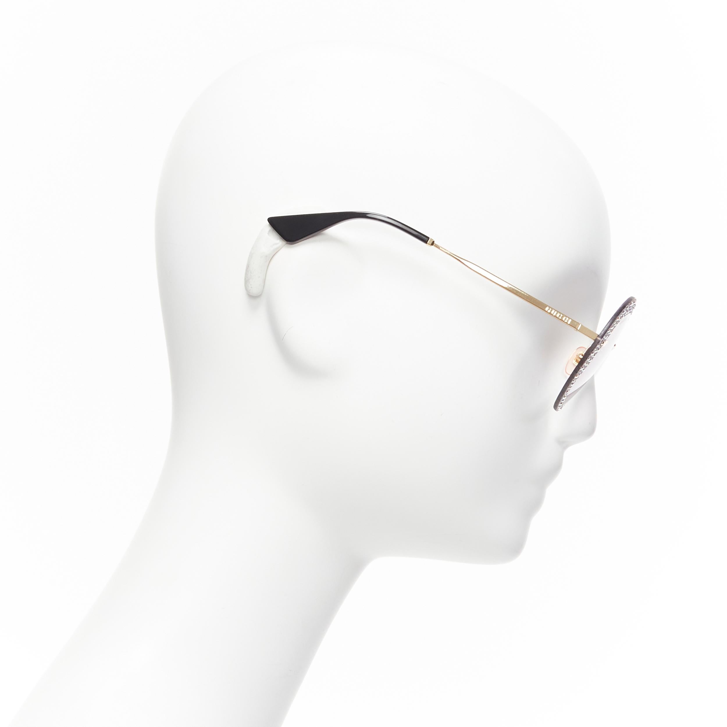 GUCCI Hollywood Forever GG0899S silver crystal black round frame sunglasses In Good Condition In Hong Kong, NT