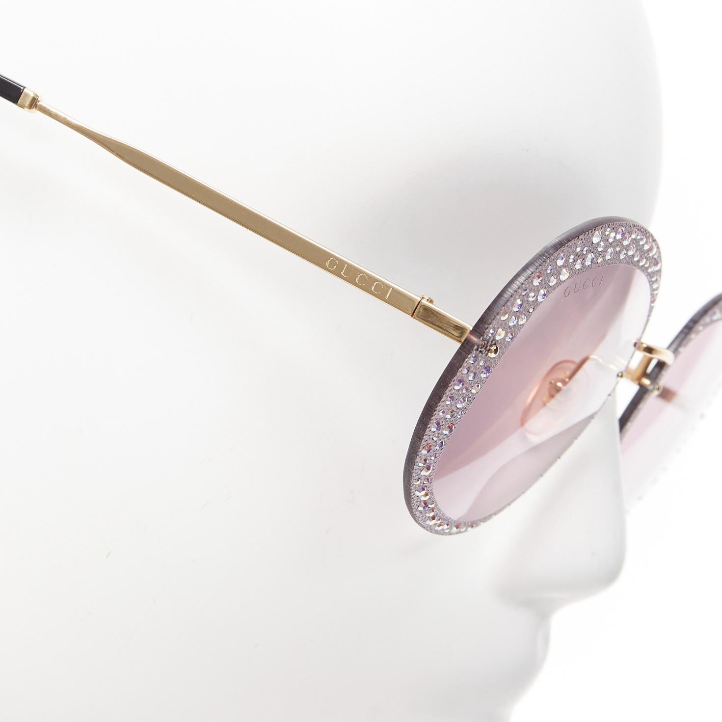 GUCCI Hollywood Forever GG0899S silver crystal black round frame sunglasses 1