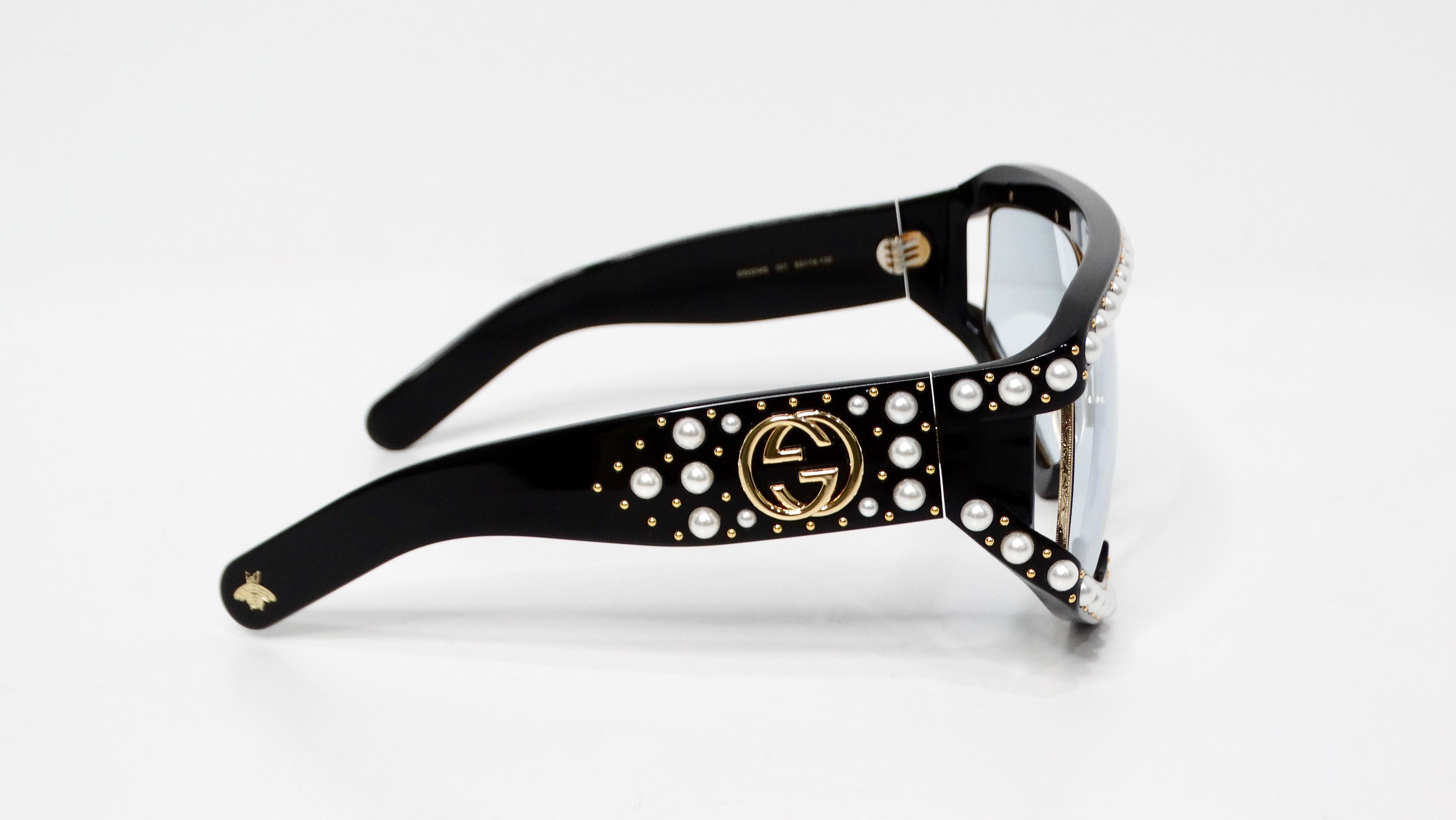 Gucci Hollywood Forever Pearl Acetate Tinted Oversized Mask Sunglasses For Sale 5