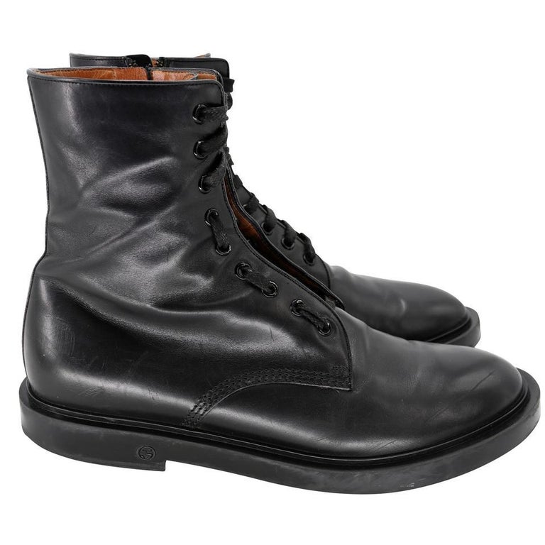 Gucci Homme Navigate GG 9 Leather Hi Laced Combat Boots GG-S0225P-0004 For  Sale at 1stDibs