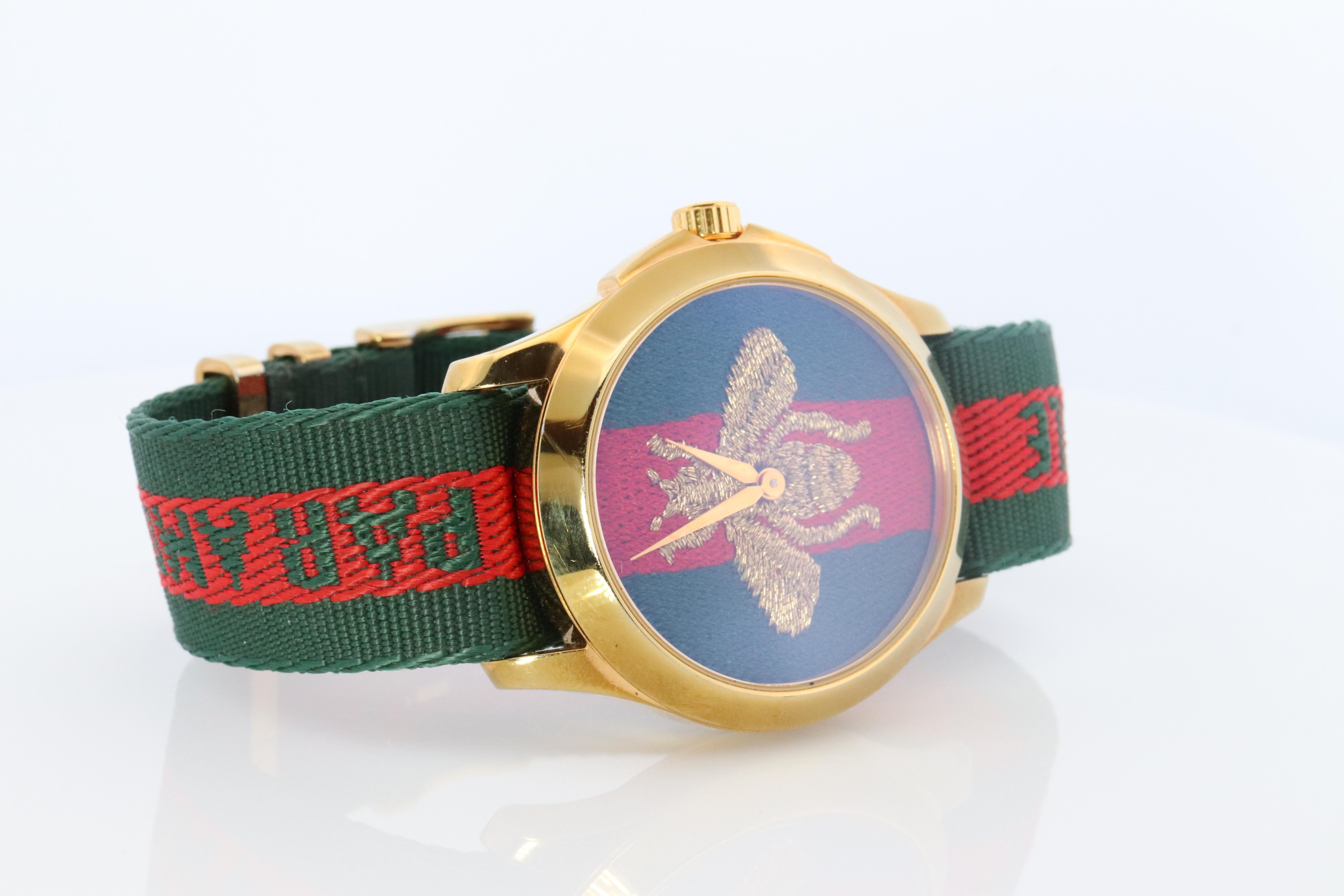 Modern GUCCI Honey Bee Watch. Gucci Le Marche Des Merveilles Sherry Watch. For Sale