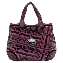 GUCCI Hong Kong exclusive purple geometric velvet ostrich trimmed hobo bag