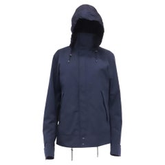 Gucci Hooded Parka Jacket in Navy Blue Polyester