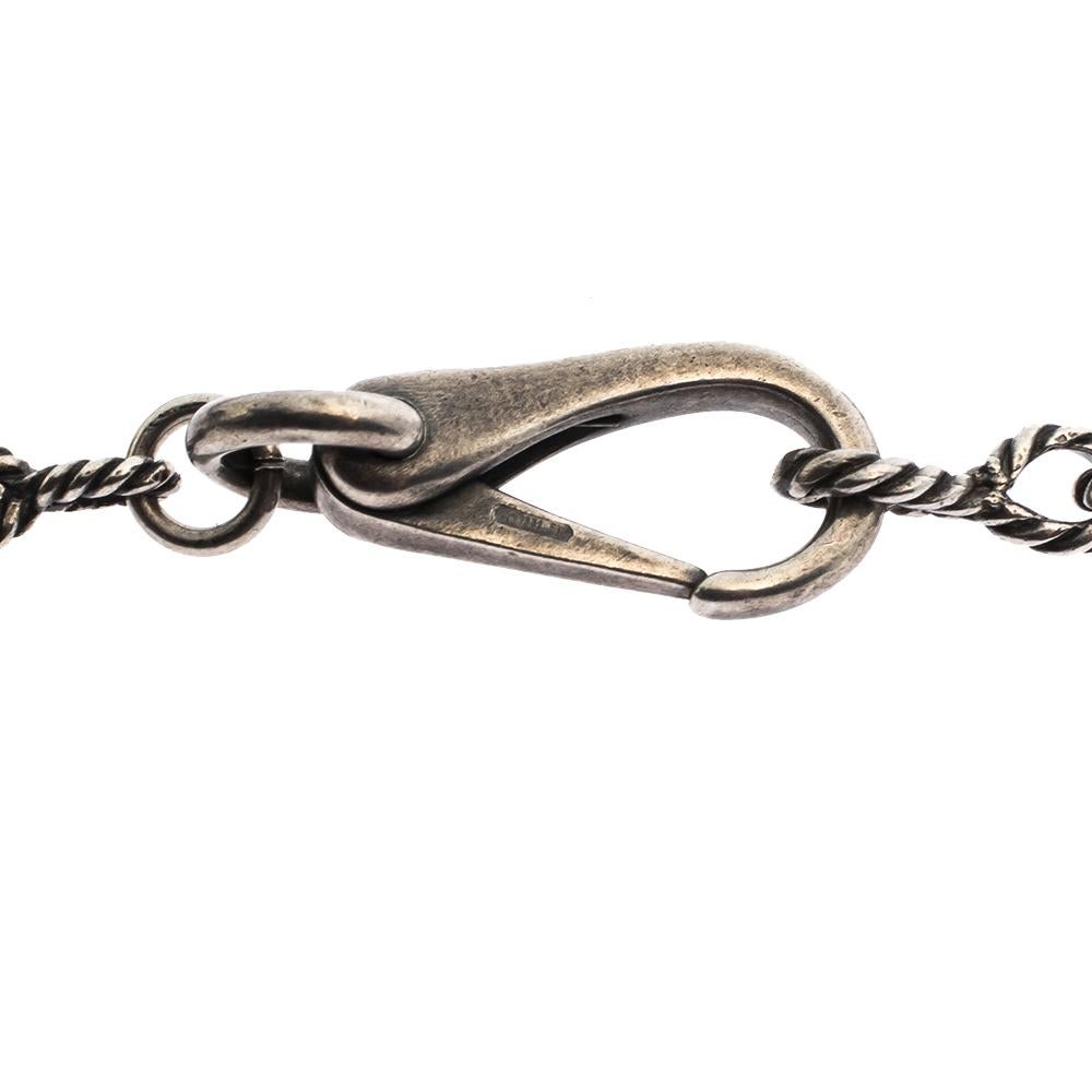 Contemporary Gucci Horse Ascot Crest Motif Silver Pendant Necklace