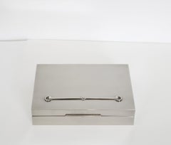 Gucci Horse Bit Silver Plate Box Satinwood Lined Signed Gucci Made in Italy