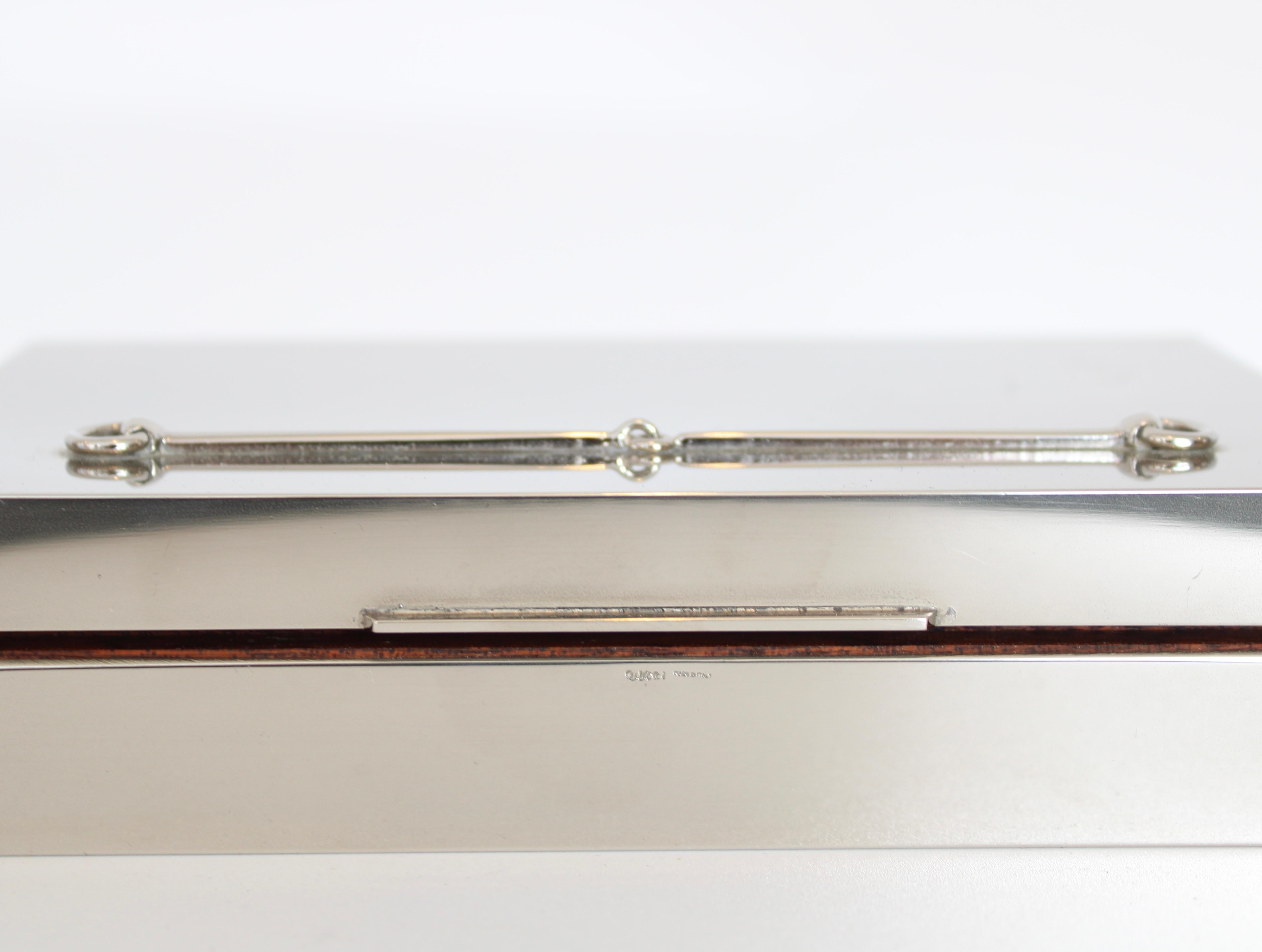 Fine XX secolo Gucci Horse Bit Scatola in argento foderata in raso firmata Gucci Made in Italy in vendita