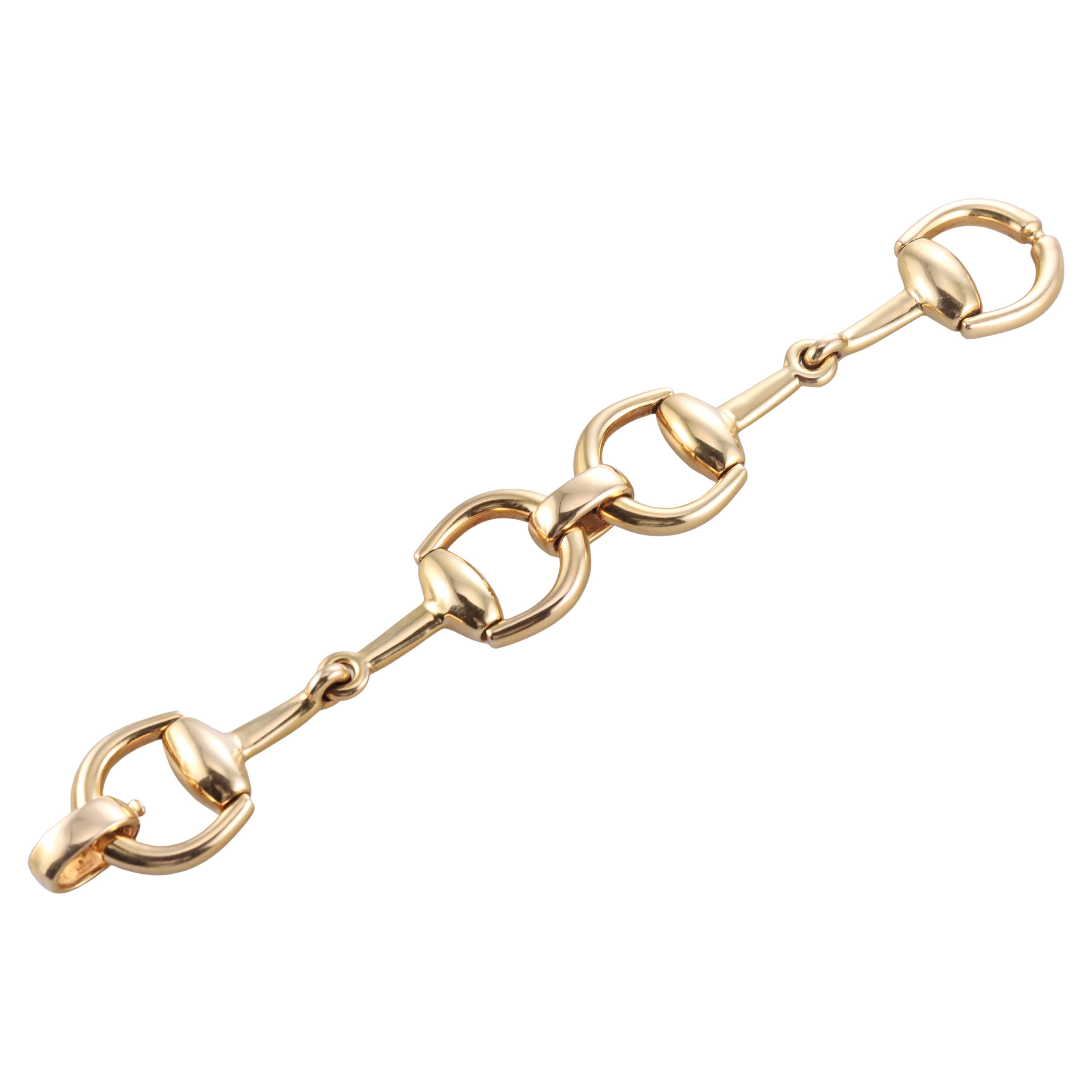 Gucci Horse Bit Yellow Gold Link Bracelet For Sale