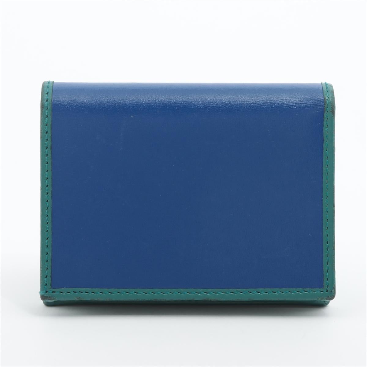 Gucci Horse Bits Leather Compact Wallet Blue x Green In Good Condition For Sale In Indianapolis, IN