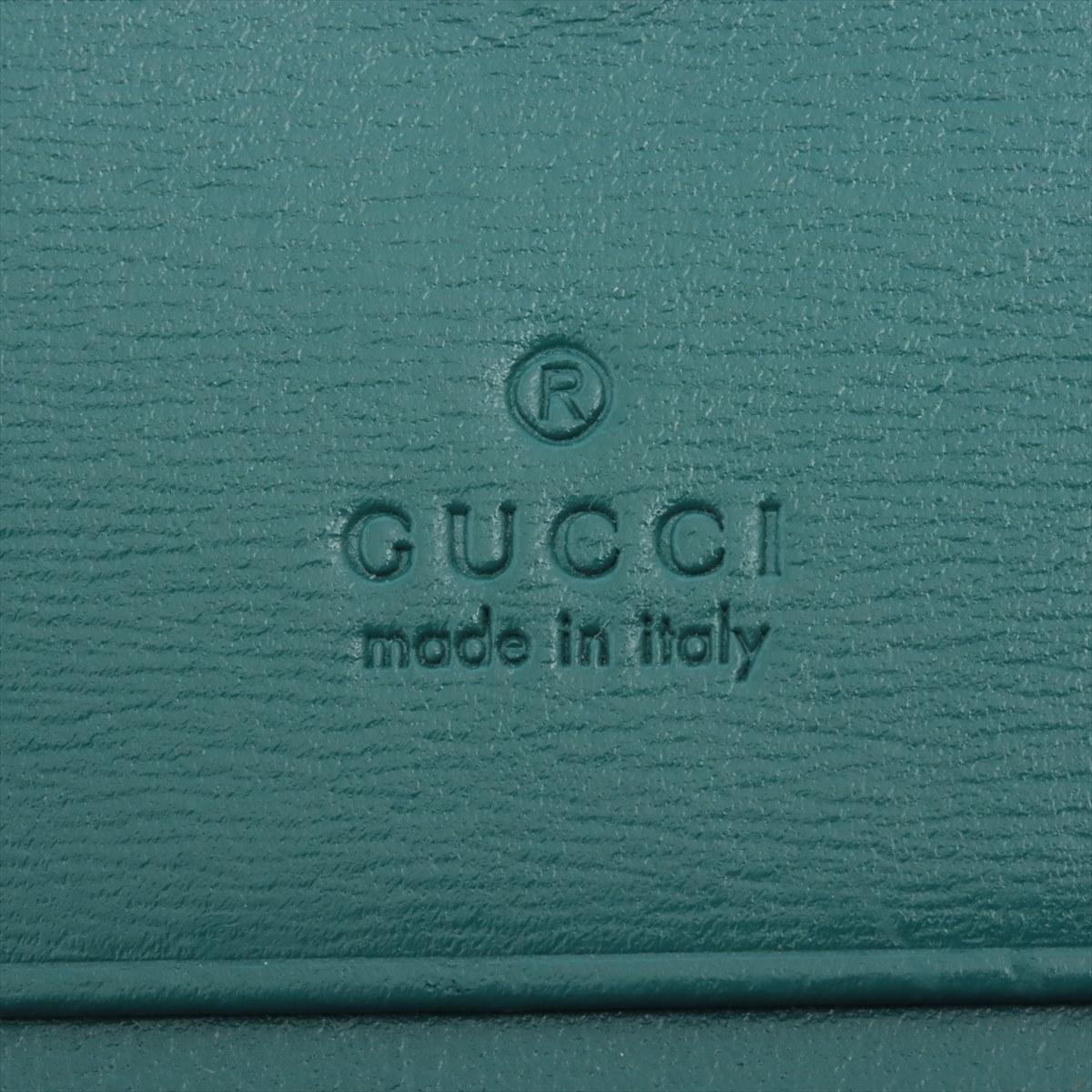 Gucci Horse Bits Leather Compact Wallet Blue x Green For Sale 2