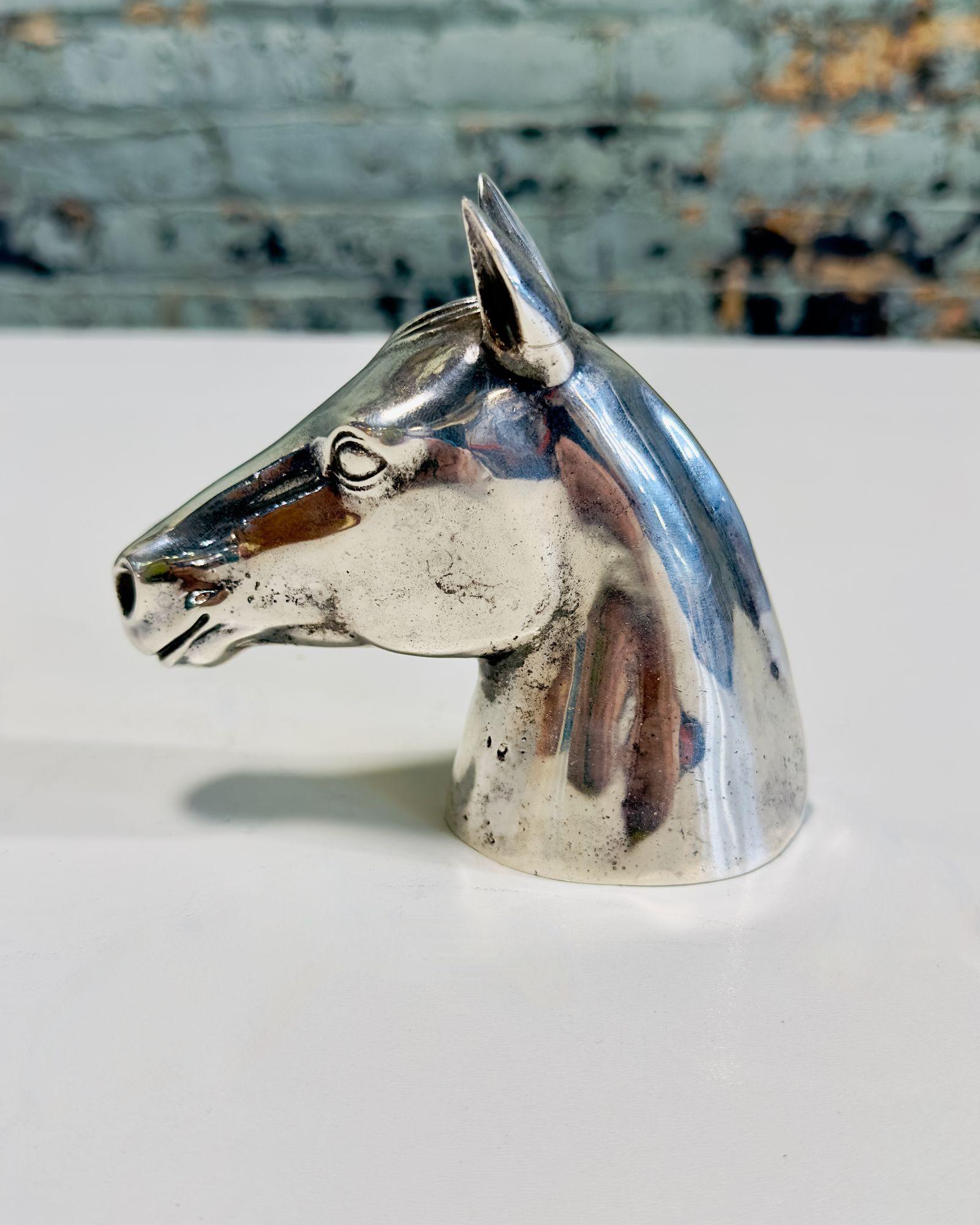 Mid-Century Modern Gucci Horse Head Bottle Opener, Silver Plate Signed, 1970 For Sale