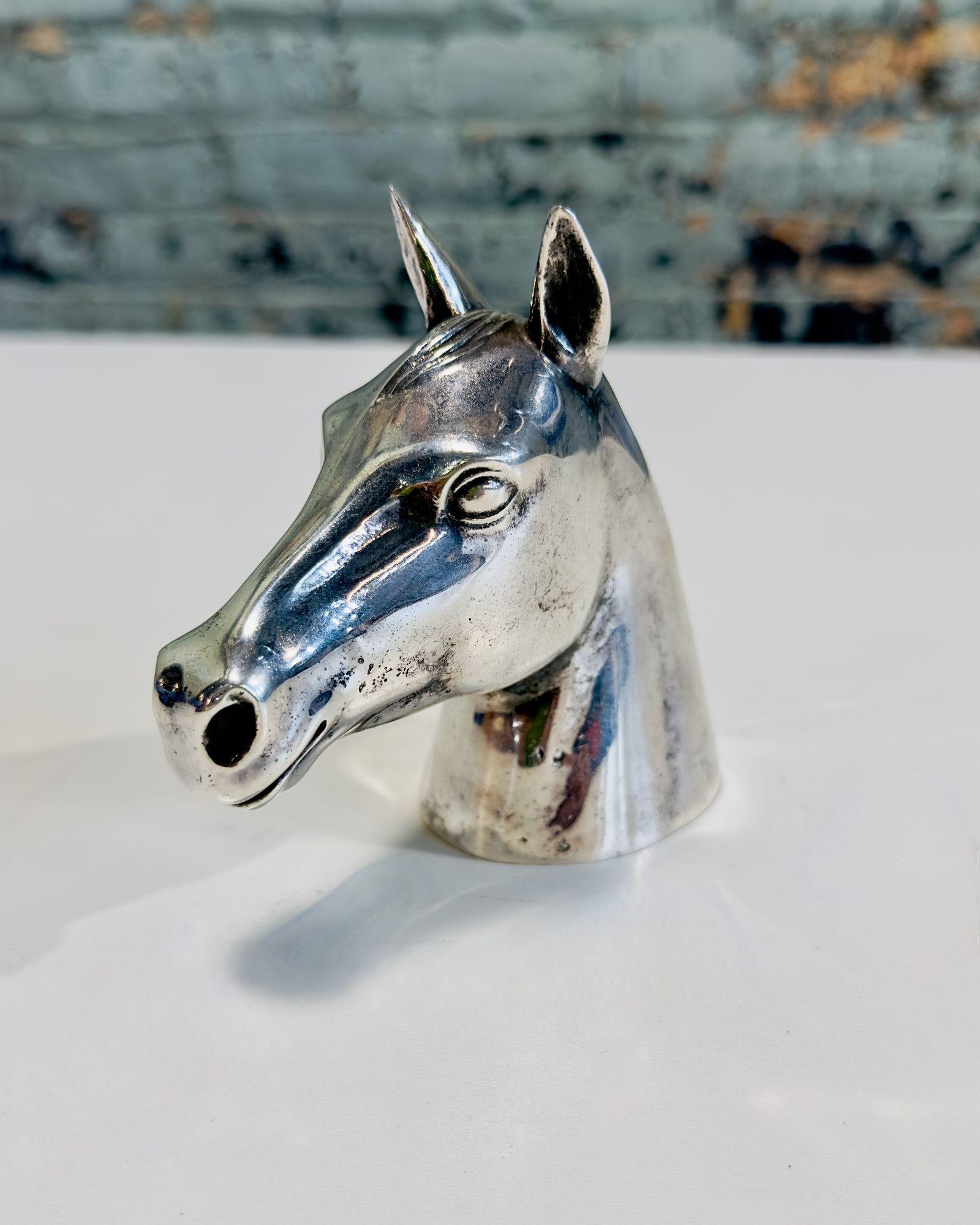 Italian Gucci Horse Head Bottle Opener, Silver Plate Stamped, 1970
