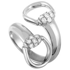 Gucci Horsebit 18 Karat White Gold 0.44 Carat Diamond Ring