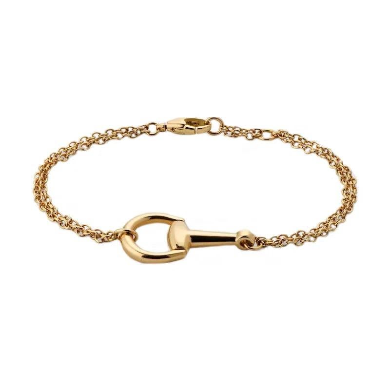 Gucci Horsebit 18ct Yellow Gold Chain Bracelet YBA795812001 In New Condition For Sale In Wilmington, DE