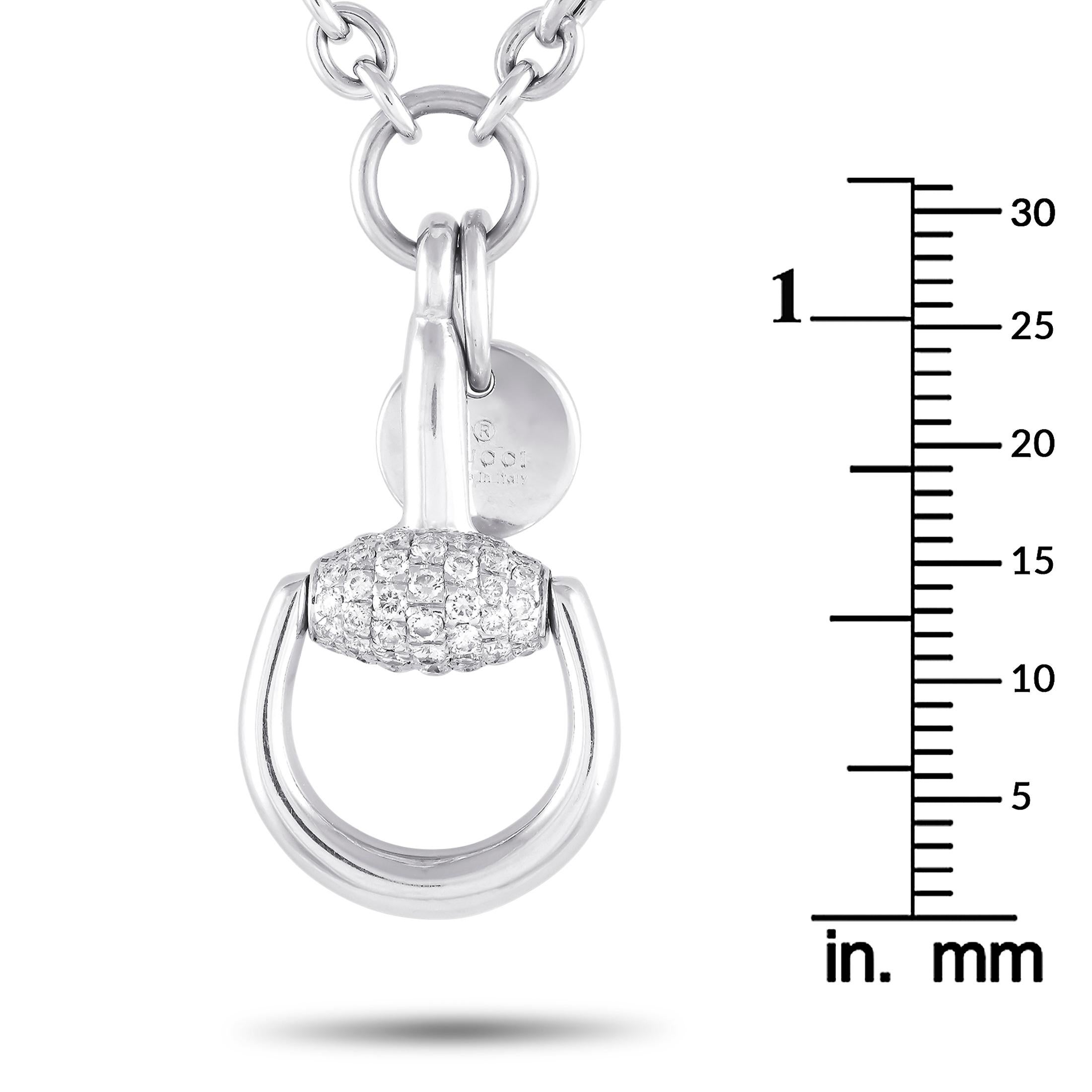 Women's Gucci Horsebit 18K White Gold 0.40ct Diamond Necklace