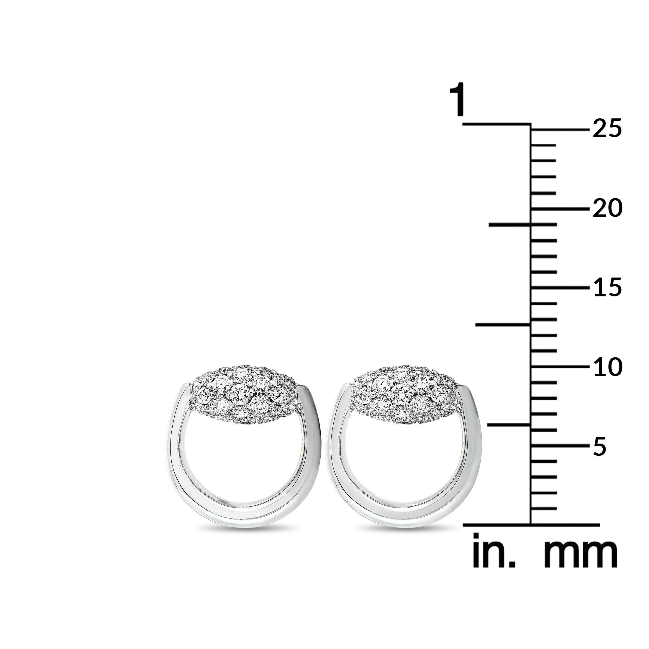 Gucci Horsebit 18 Karat White Gold Diamond Stud Earrings 1