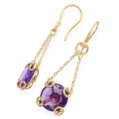 Gucci Horsebit 18k Yellow Gold Amethyst Earrings