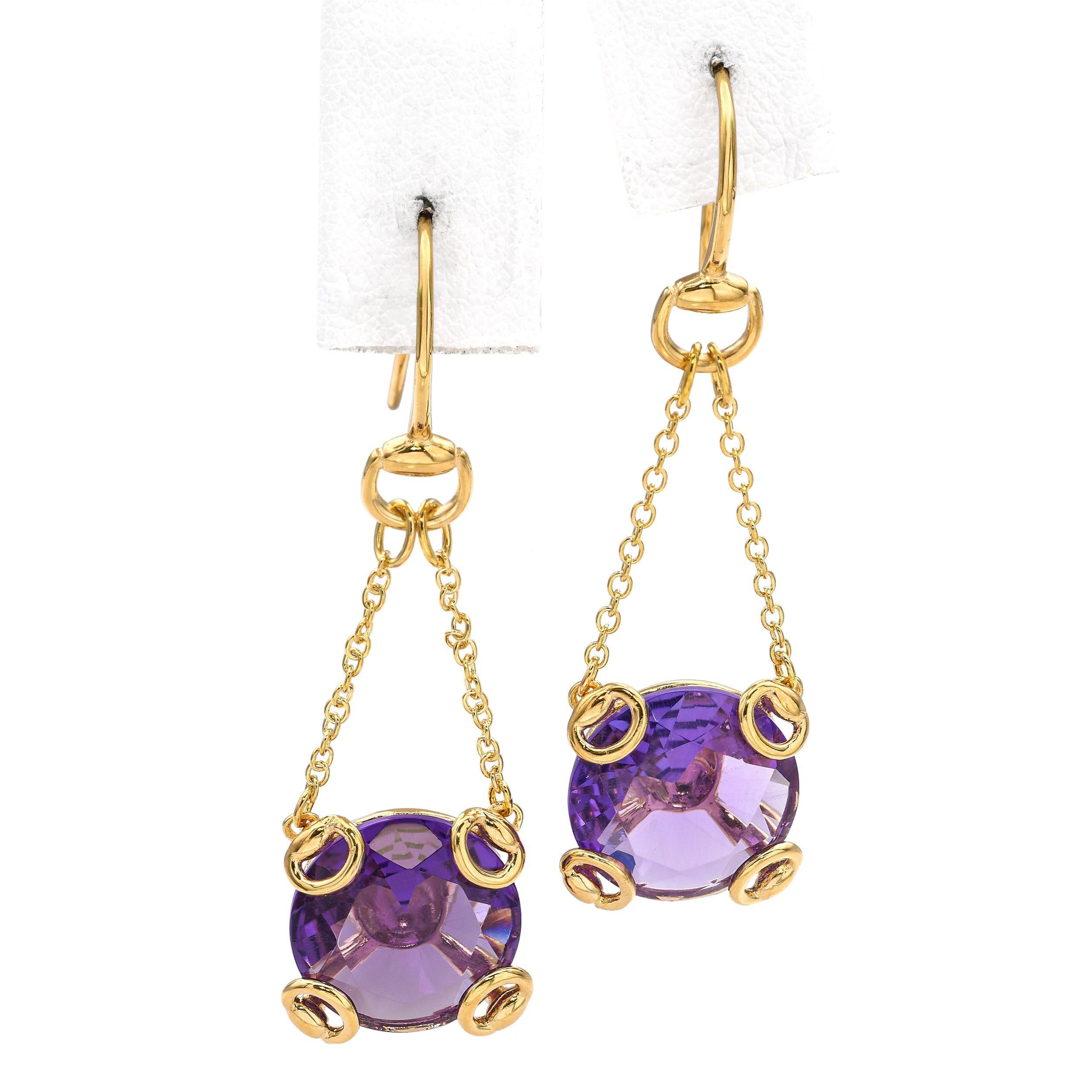 Donna Orecchini Gucci Horsebit in oro giallo 18k con ametista in vendita