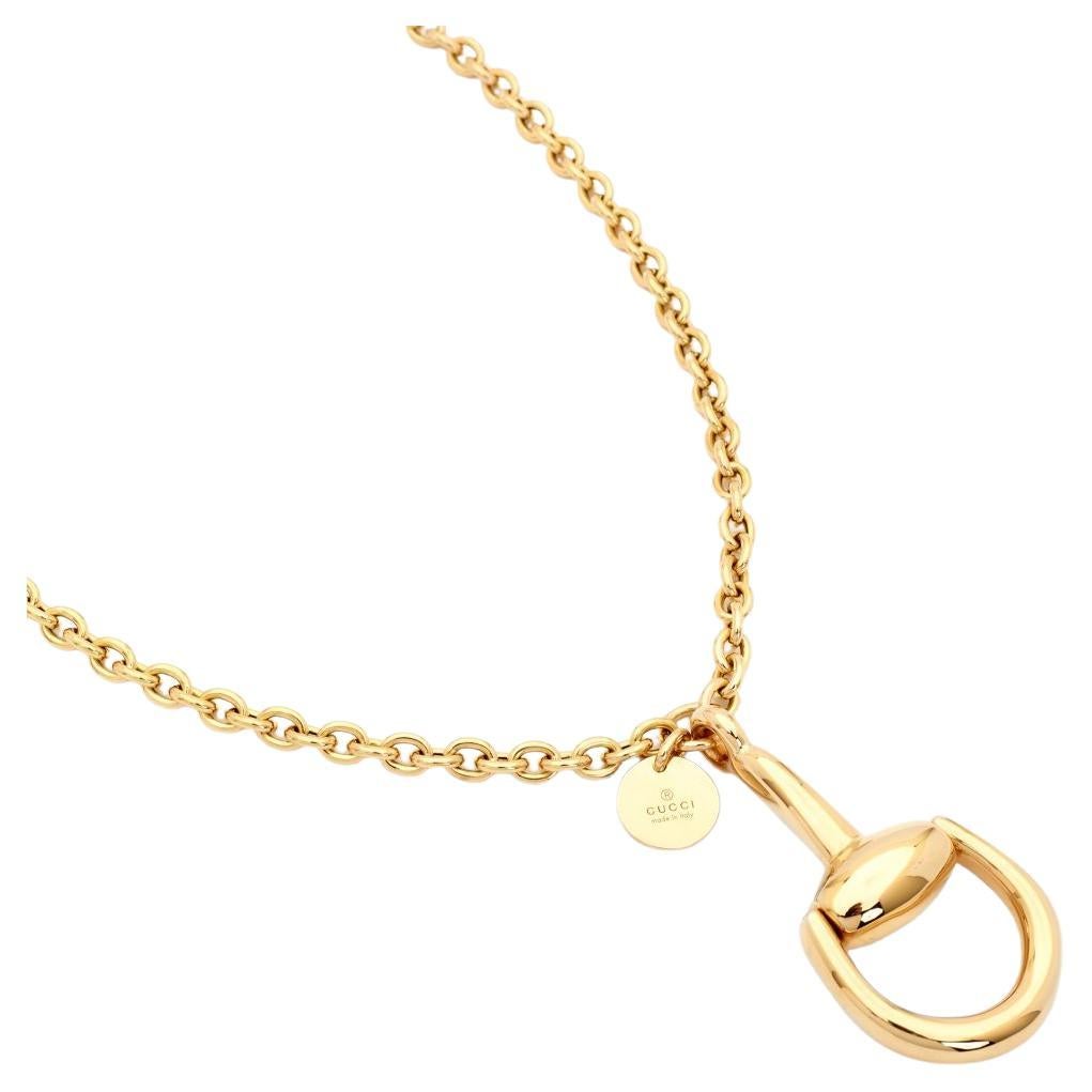 Gucci Horsebit 18K Yellow Gold Pendant Necklace For Sale
