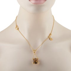 Gucci Horsebit 18K Yellow Gold Smoky Quartz Necklace GU24-060526