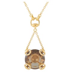Gucci Horsebit 18K Yellow Gold Smoky Quartz Necklace GU24-060526