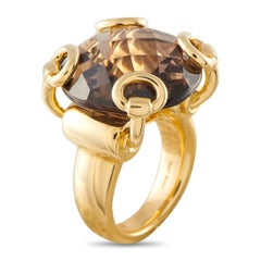 Gucci Horsebit-Ring aus 18 Karat Gelbgold mit Rauchquarz GU21-060526