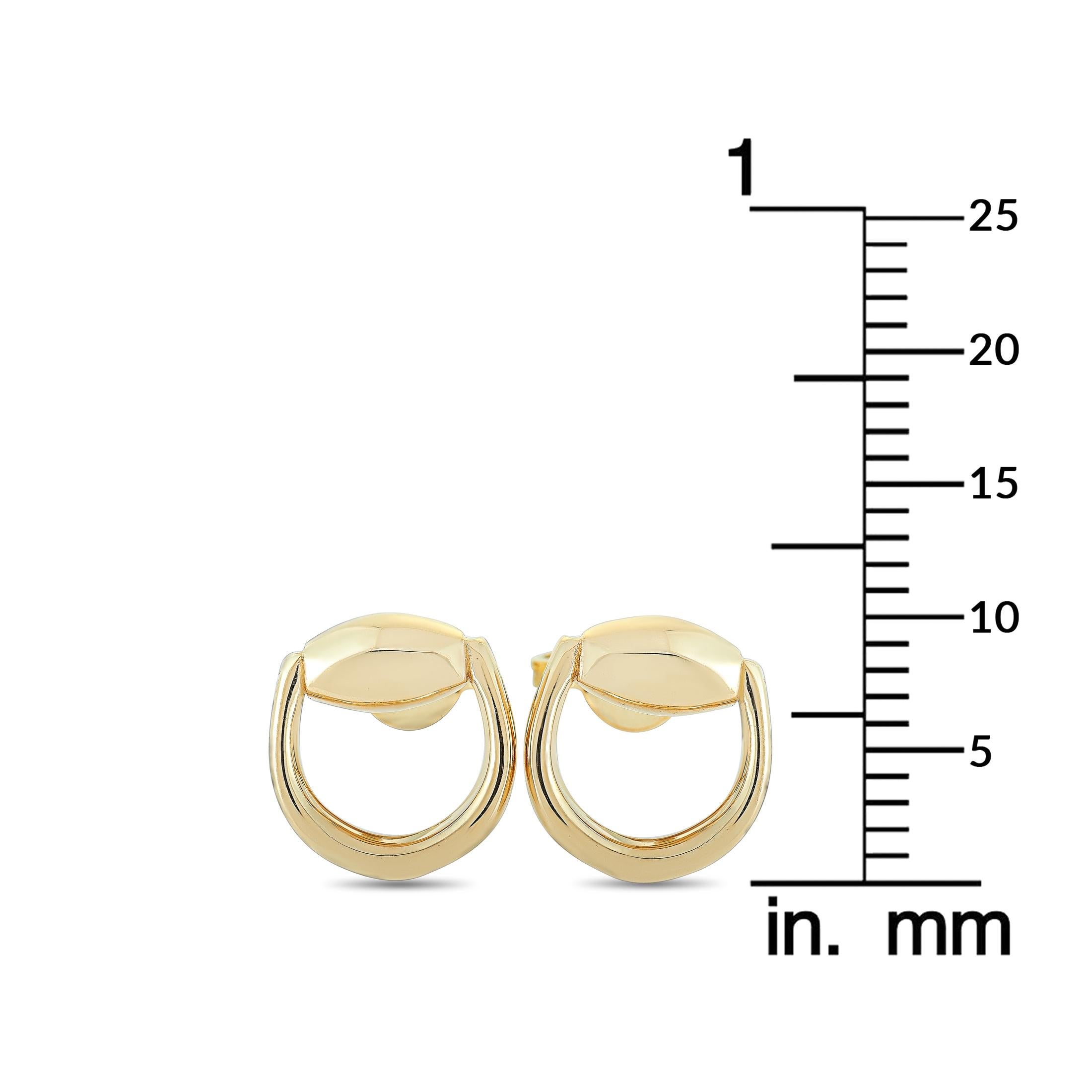 Gucci Horsebit 18K Yellow Gold Stud Earrings 1