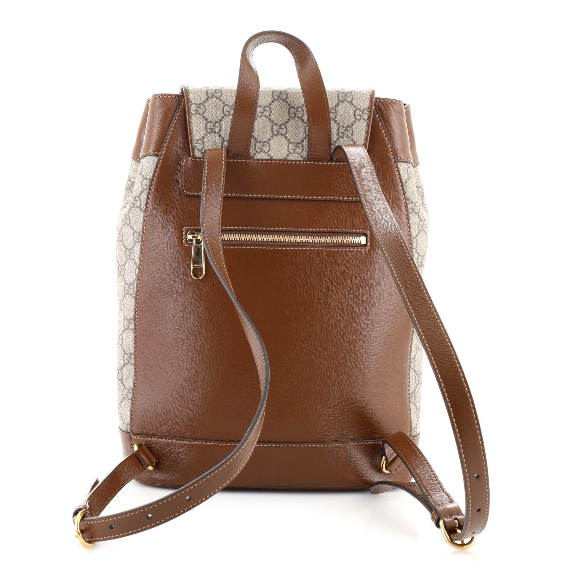 Brown Gucci Horsebit 1955 Backpack GG Coated Canvas