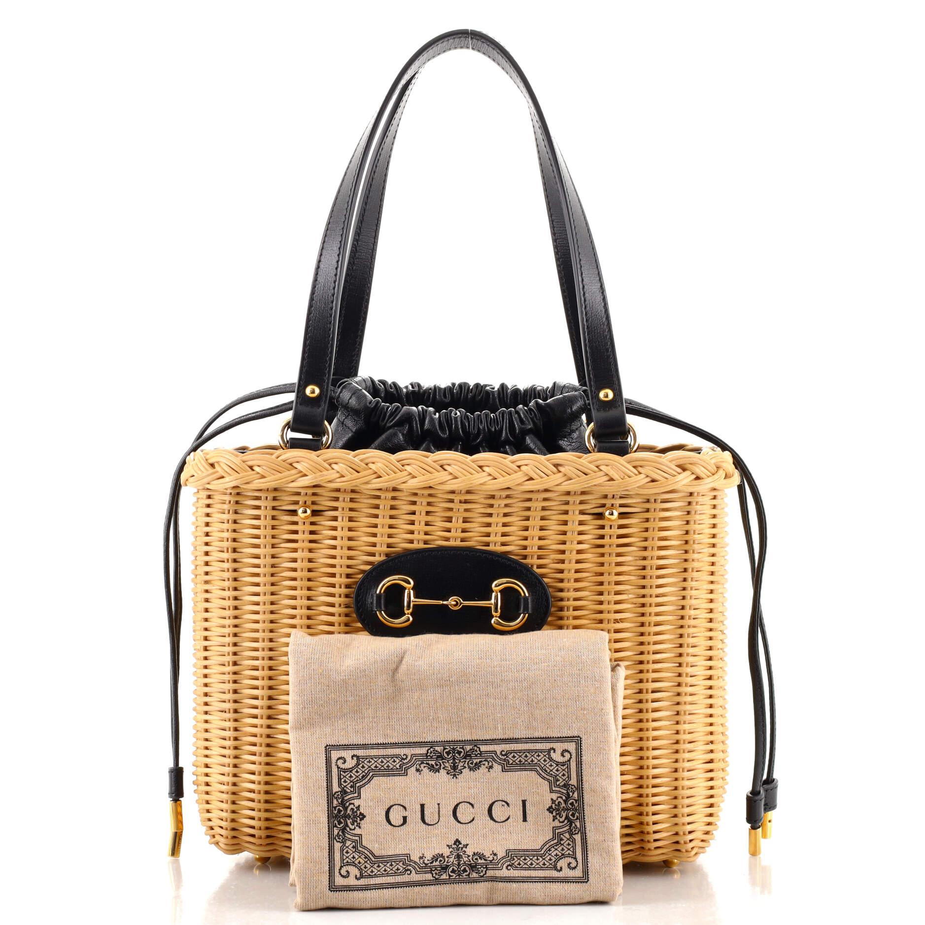 Gucci Horsebit 1955 Basket Bag Wicker and Leather at 1stDibs