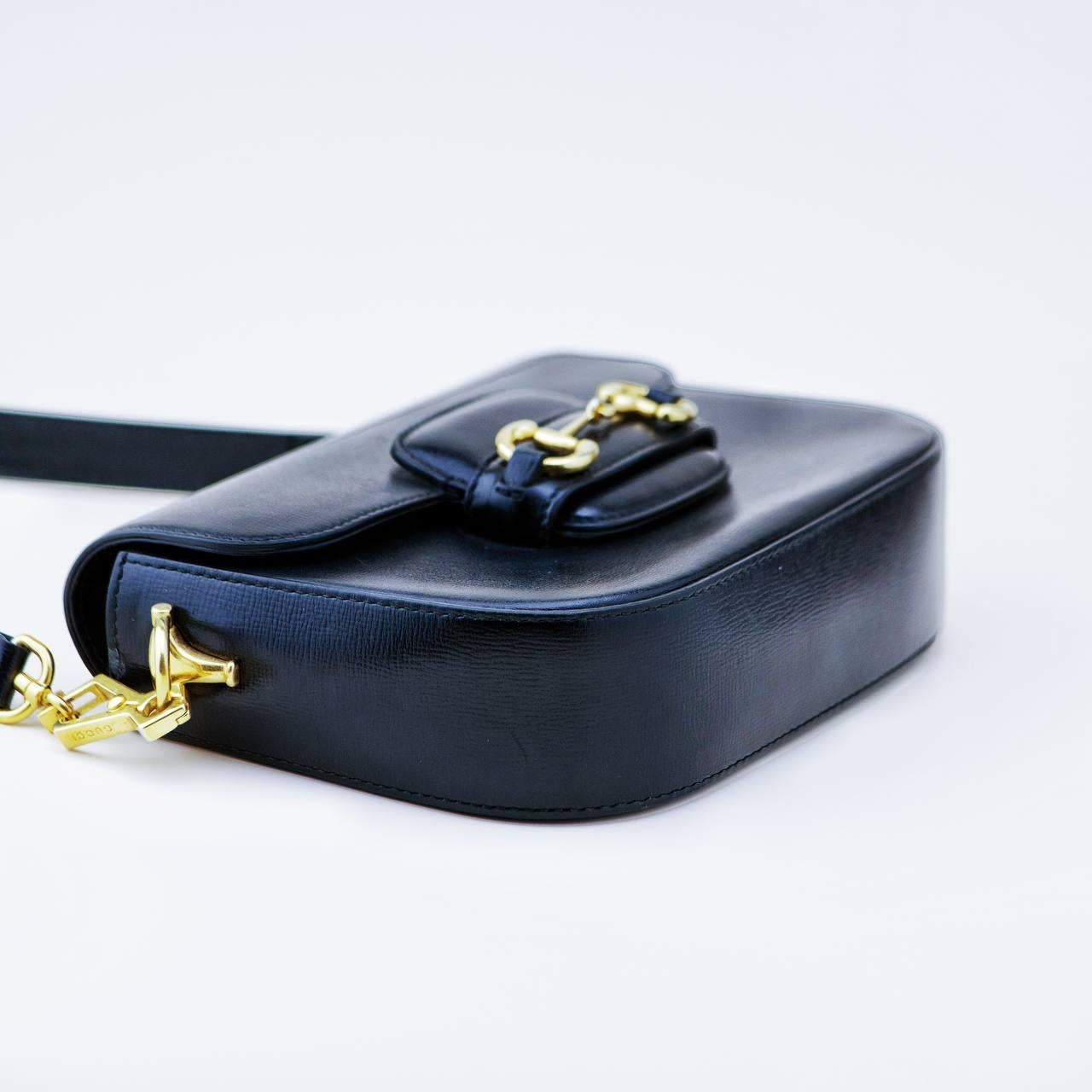 Gucci Horsebit 1955 Borsa piccola in pelle nera Crossbody in vendita 1