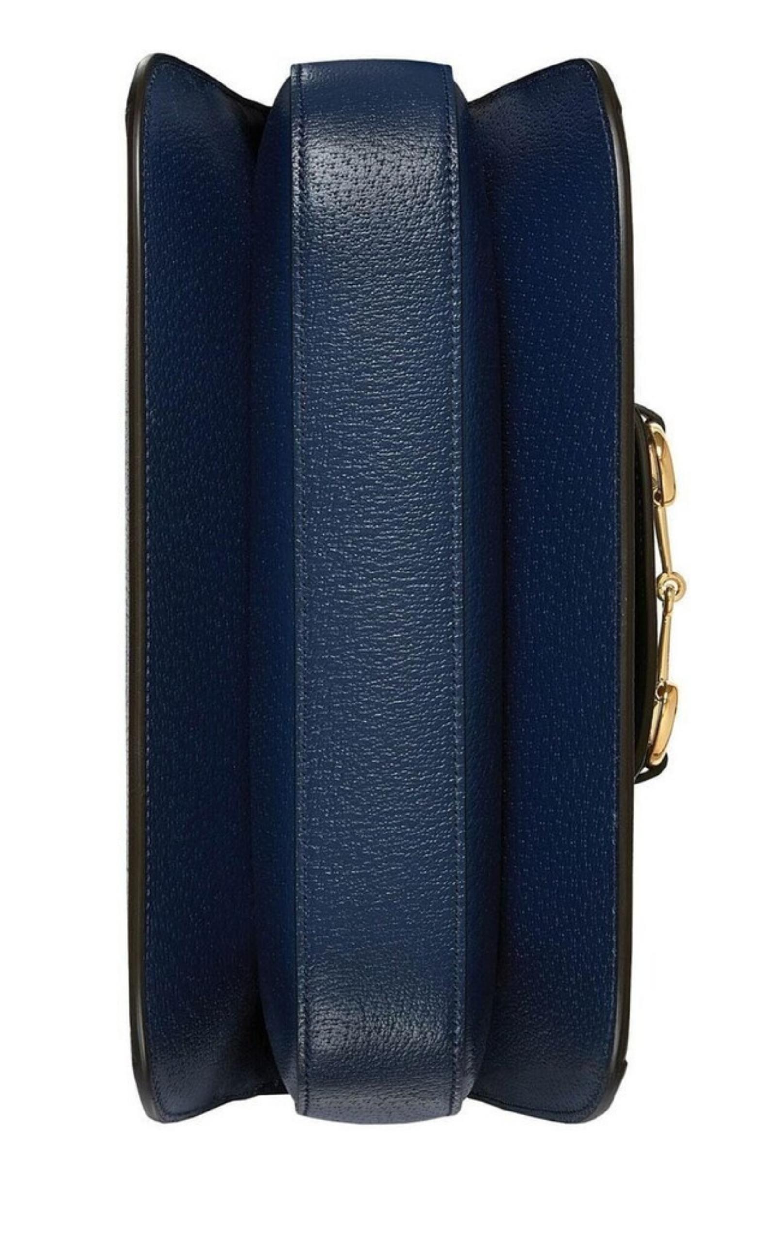 Women's Gucci Horsebit 1955 Blue Raffia Shoulder Bag For Sale