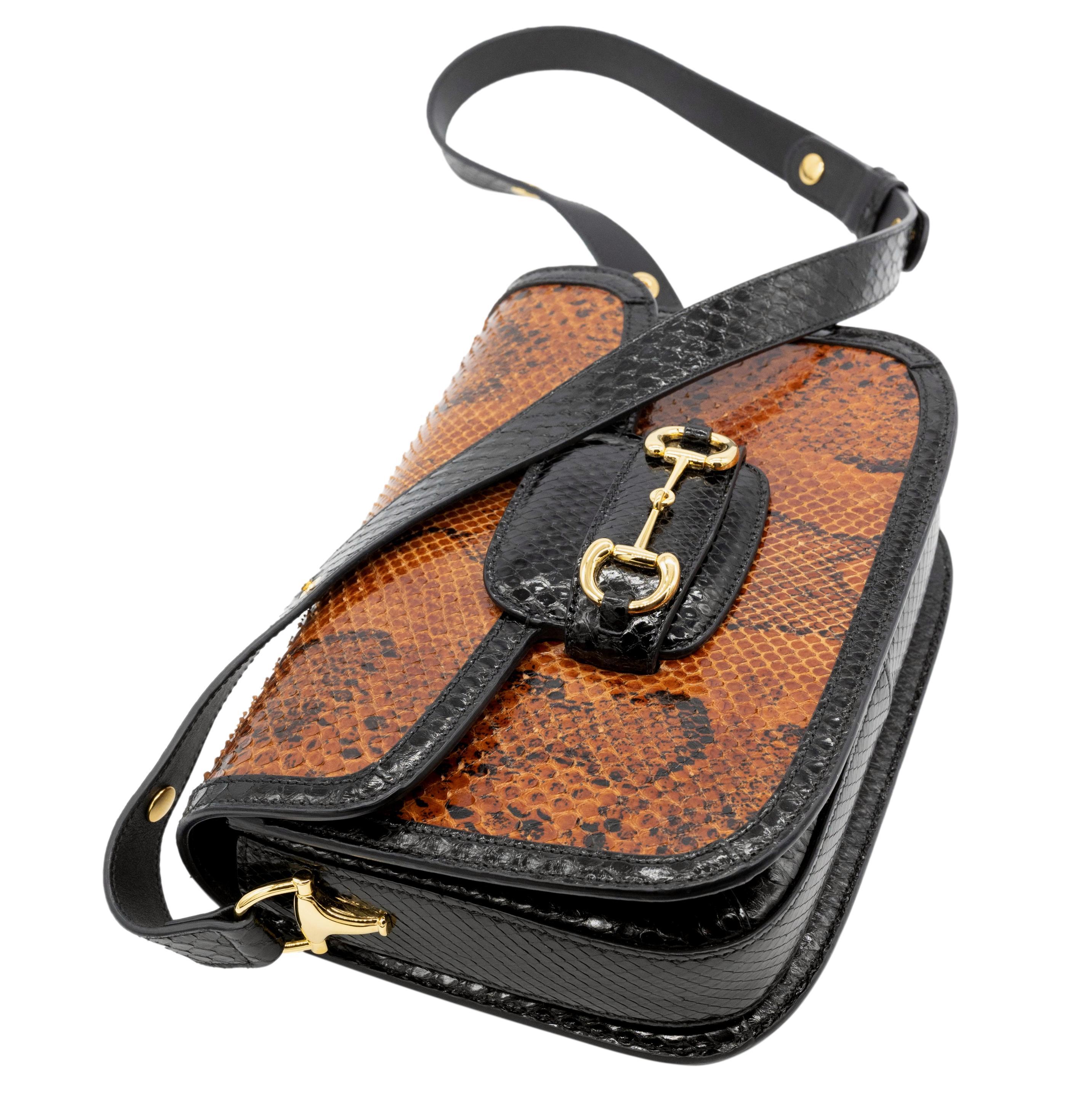 Gucci Horsebit 1955 Braune Python-Umhängetasche, 2020 7