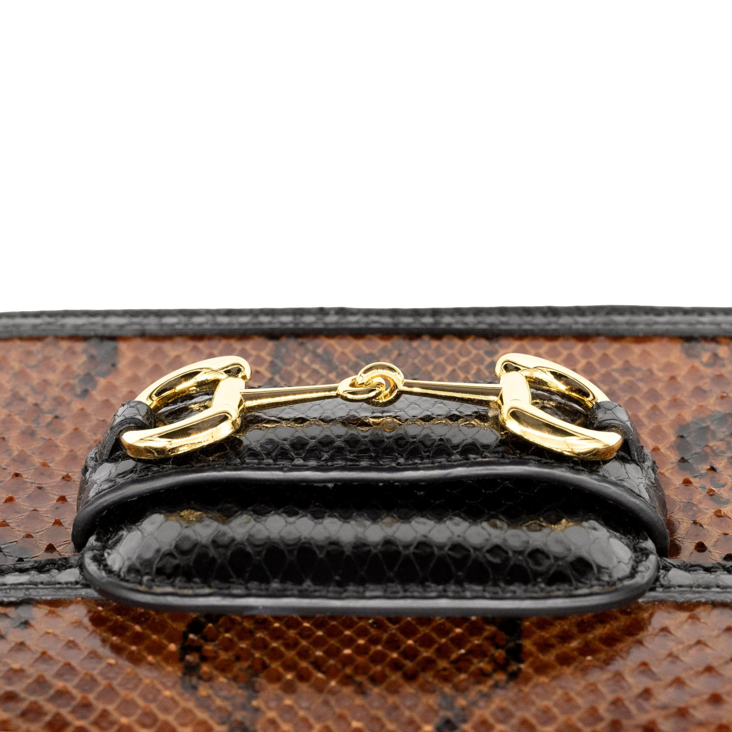 Gucci Horsebit 1955 Braune Python-Umhängetasche, 2020 9