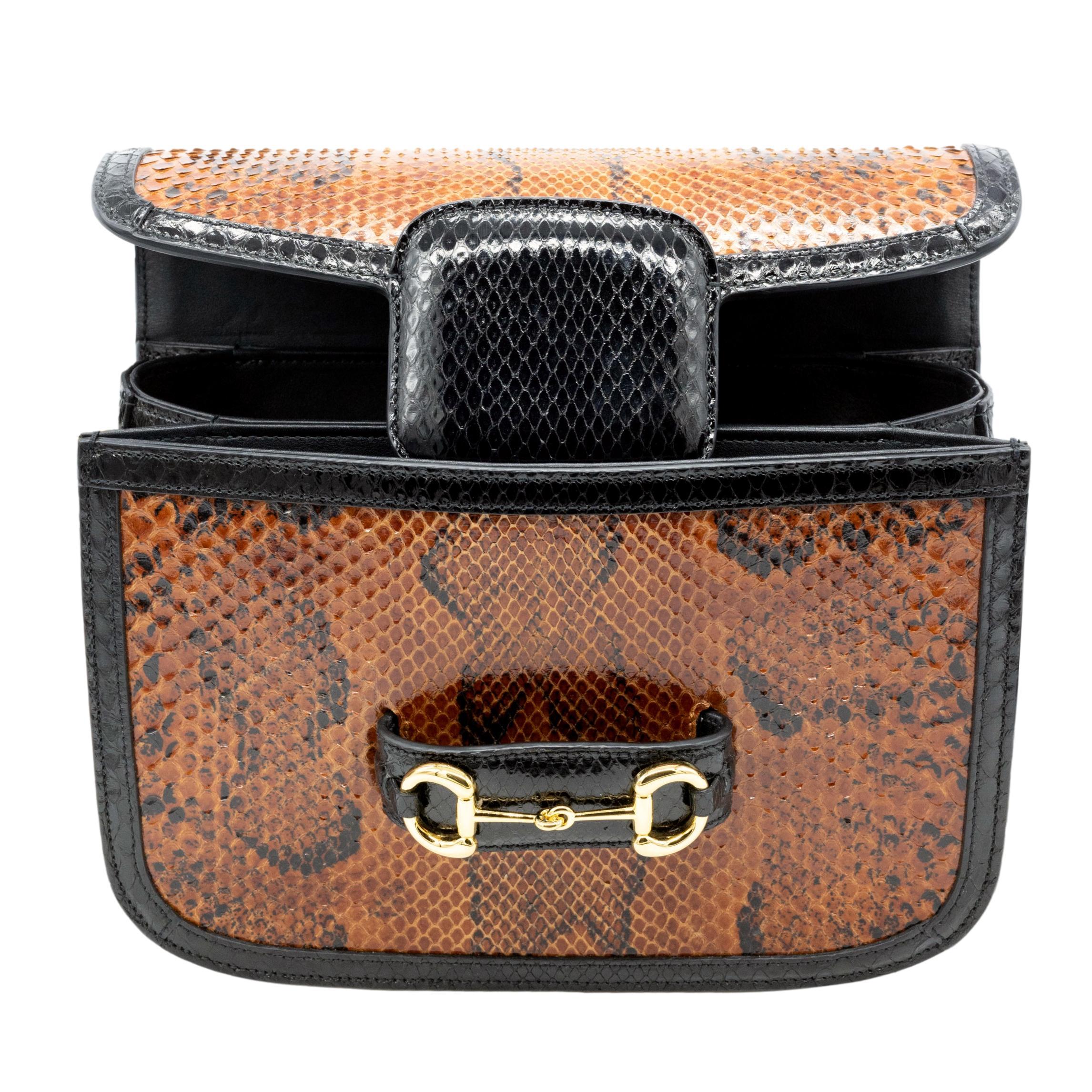 Gucci Horsebit 1955 Braune Python-Umhängetasche, 2020 5