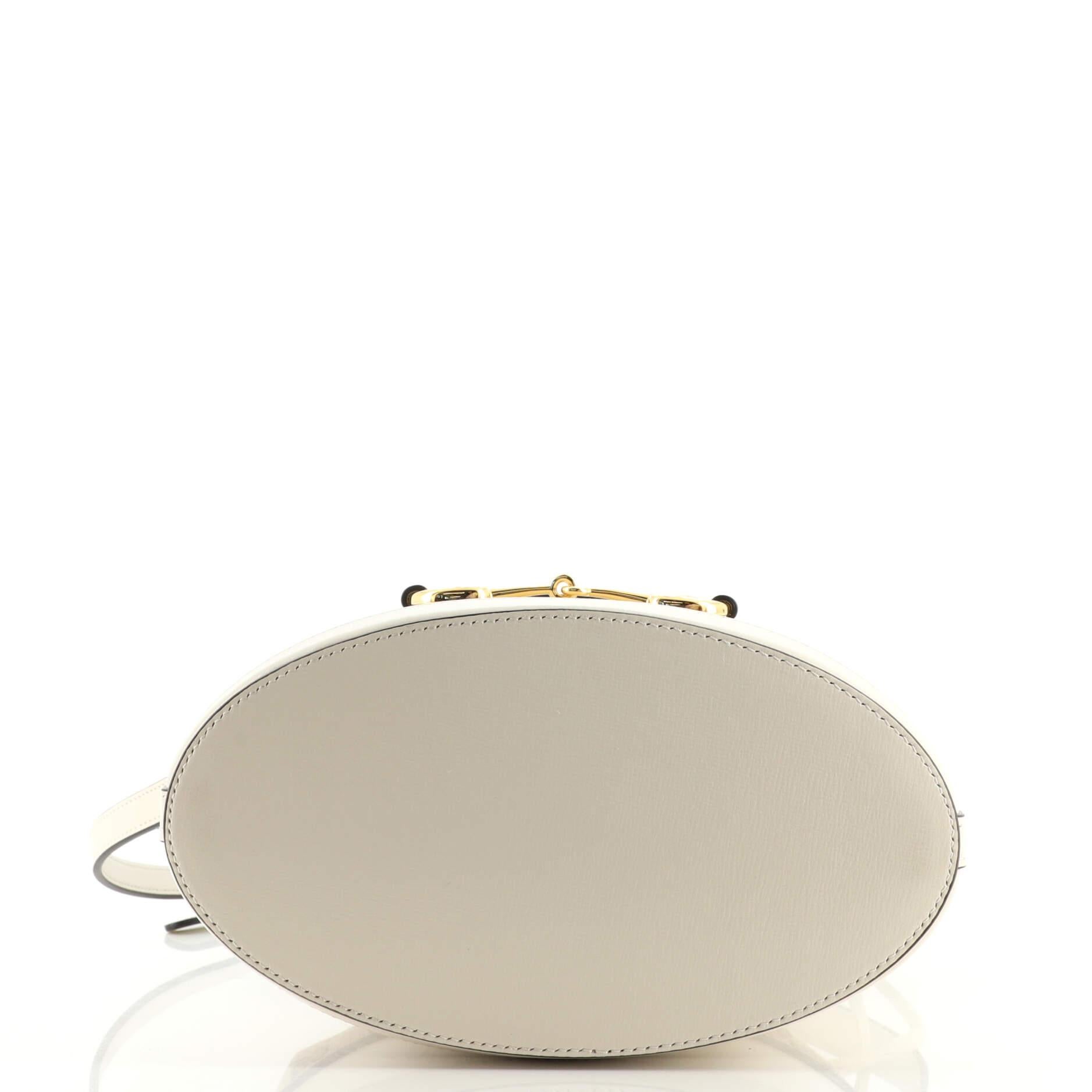 Gucci Horsebit 1955 Bucket Crossbody Bag Leather and GG Canvas Small In Good Condition In NY, NY