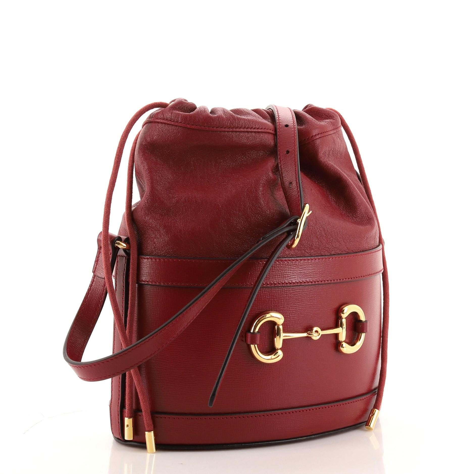 Brown Gucci Horsebit 1955 Bucket Crossbody Bag Leather Small