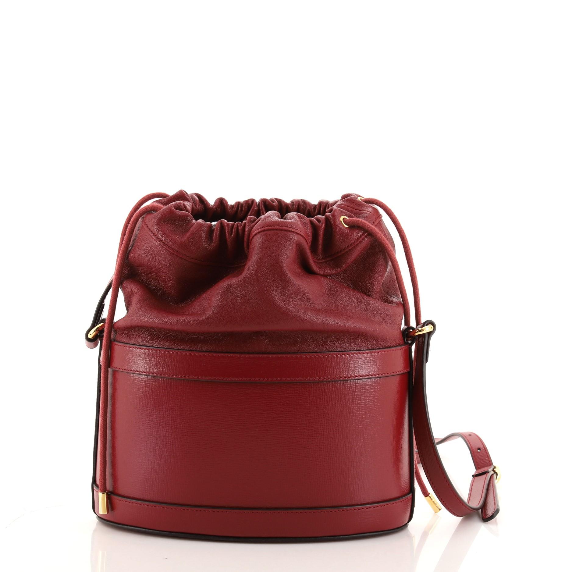 Gucci Horsebit 1955 Bucket Crossbody Bag Leather Small In Good Condition In NY, NY