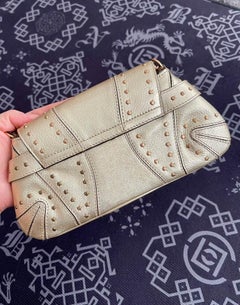 Gucci Horsebit 1955 Chain Bag Pearlescent Gold Leather and Gold Studs