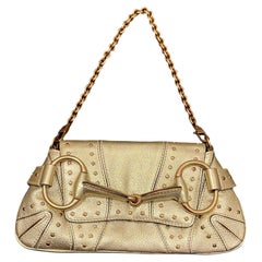 Gucci Horsebit 1955 - Sac à chaîne en cuir or perlé et clous dorés