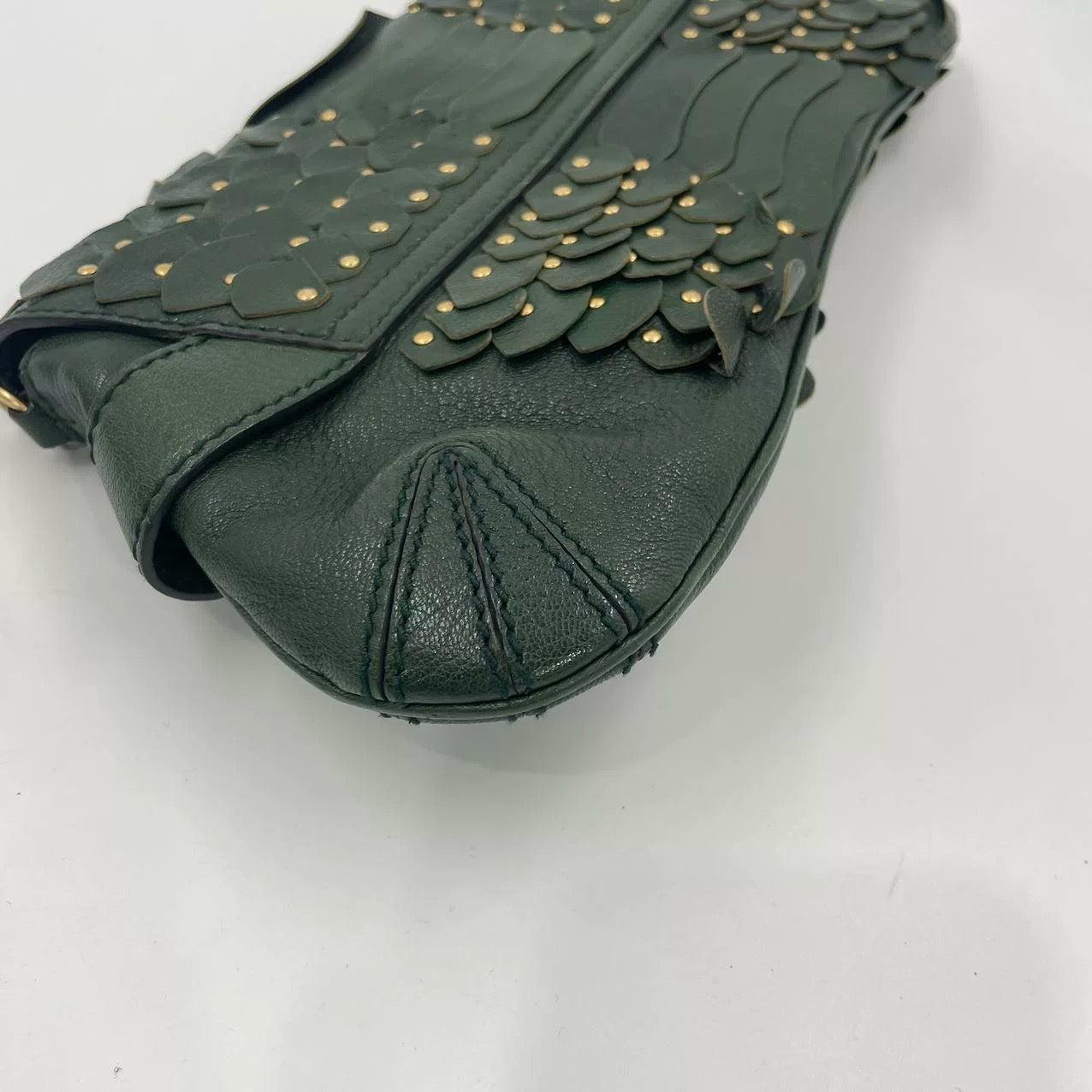 Gucci Horsebit 1955 Cadena Piel Verde y Tachuelas Doradas en venta 13