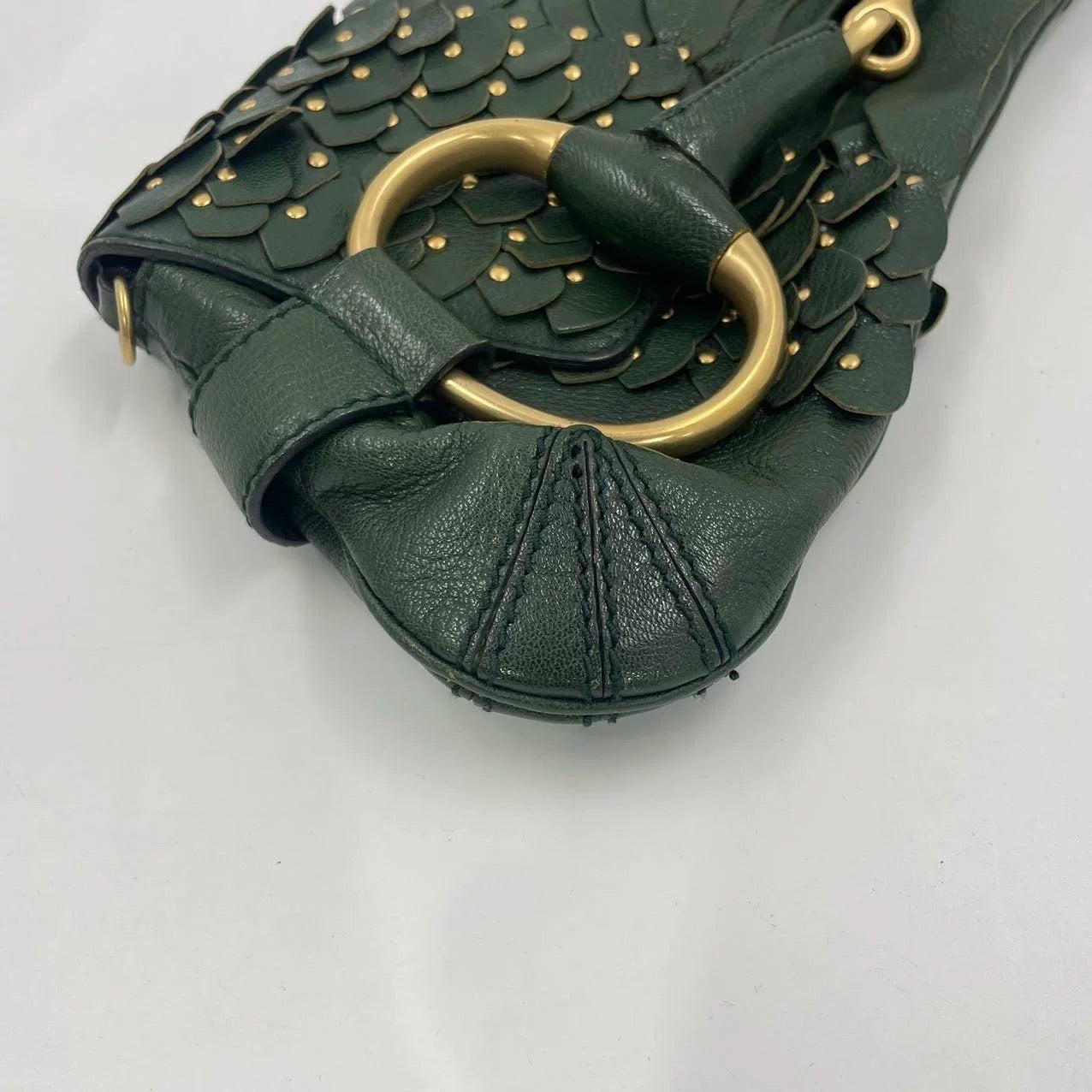 Gucci Horsebit 1955 Cadena Piel Verde y Tachuelas Doradas en venta 15